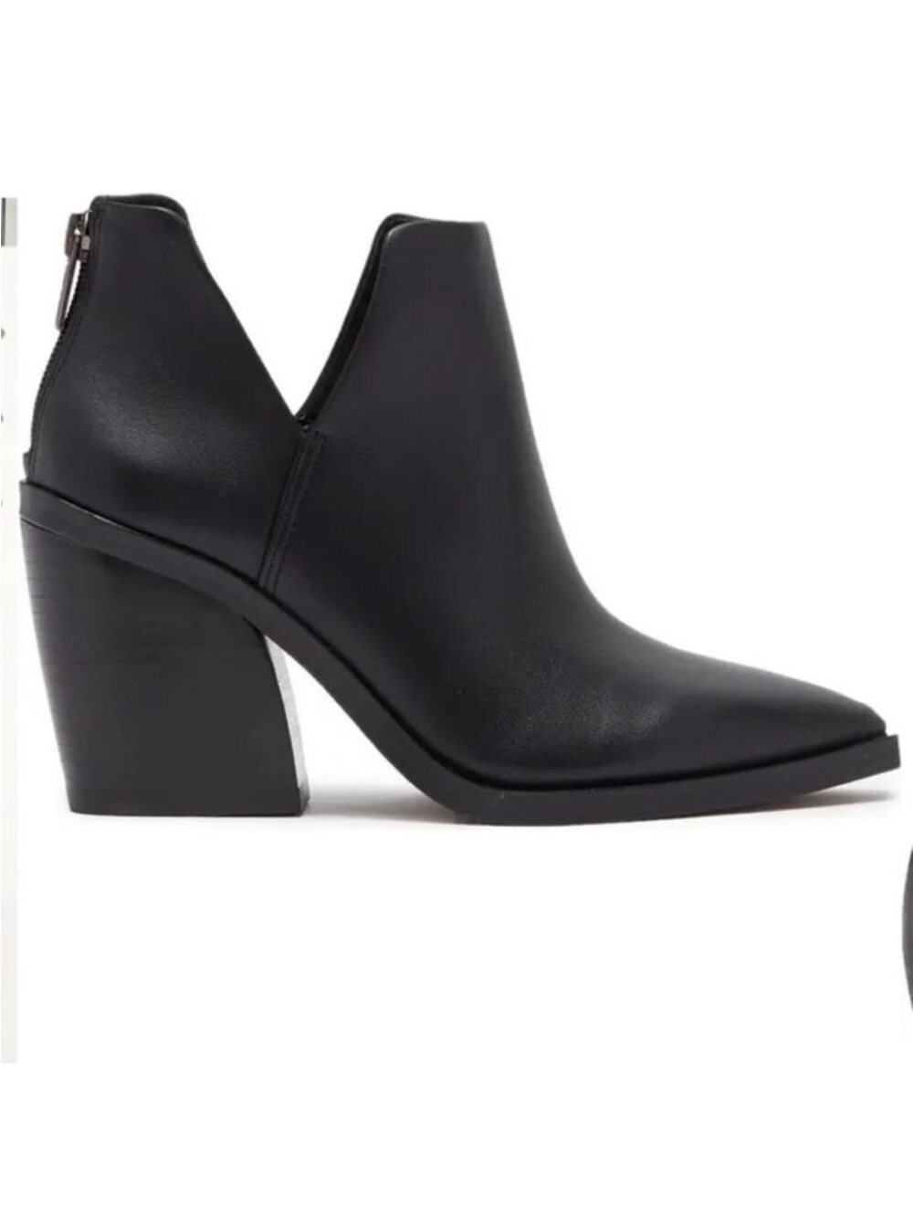 Vince Camuto Black Pointed V-Cut Block Heel Ankle Boot